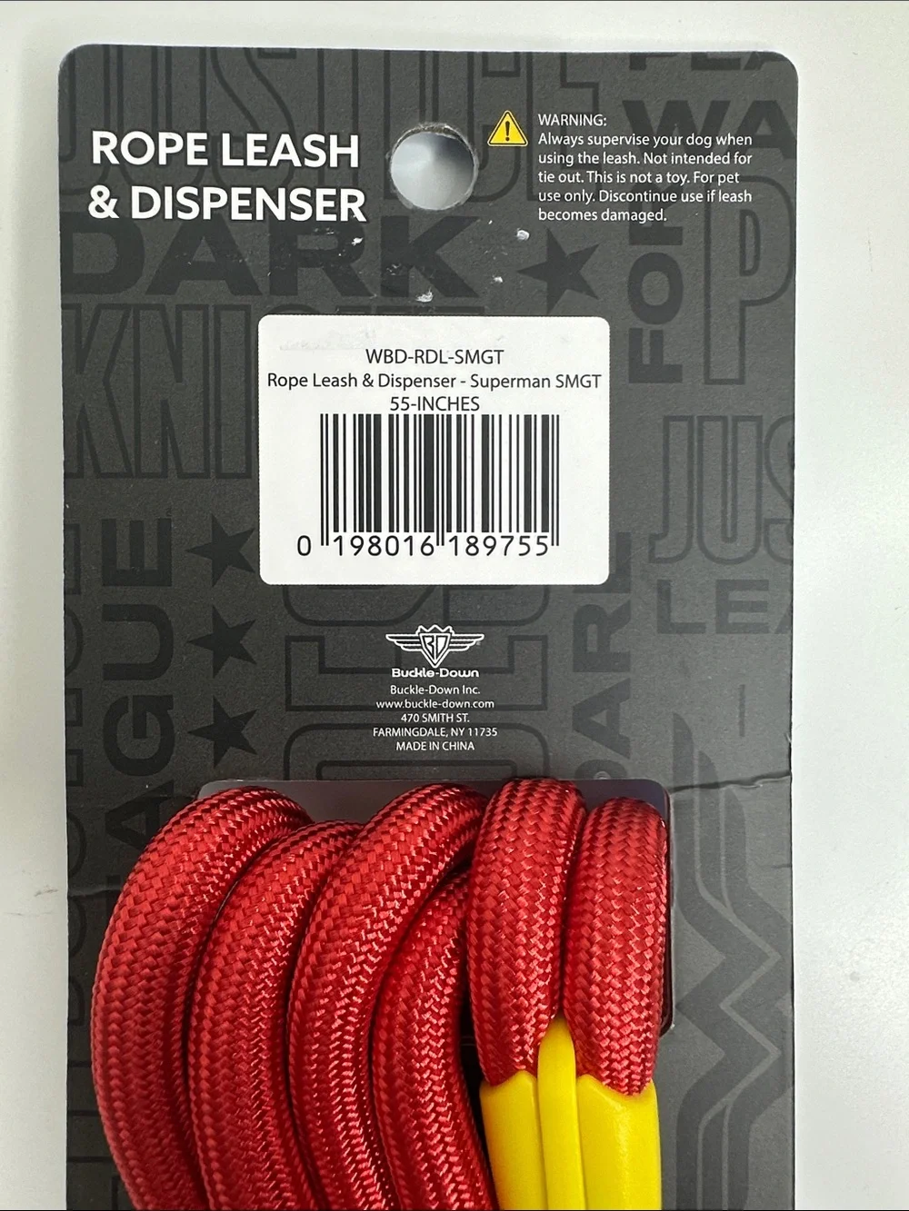 DC Superman Rope Leash with Logo Pouch in Blue, Red, Yellow - Picture 7 of 11
